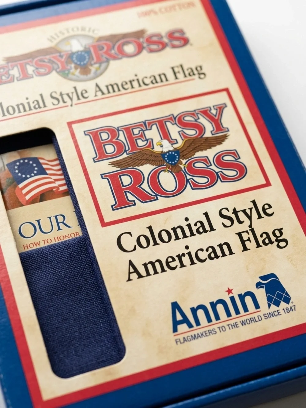 Annin Betsy Ross Colonial American Flag 3x5 ft Cotton Vintage Style Decor NIB